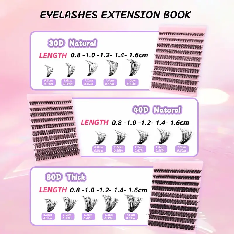 False Eyelashes with Tools Set, 1 Set Mixed Length Individual False Eyelashes with Tweezers & Brush & Glue & Eyelash Curler, Eye Makeup Enhancement Tool for Women, Cosmetic 3