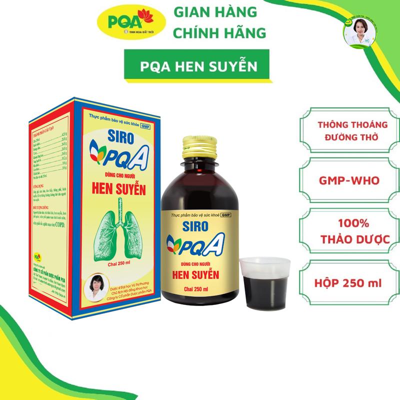 Siro PQA Hen suyễn chai 250 ml dùng cho người ho, khò khè, khó thở, hen suyễn 0