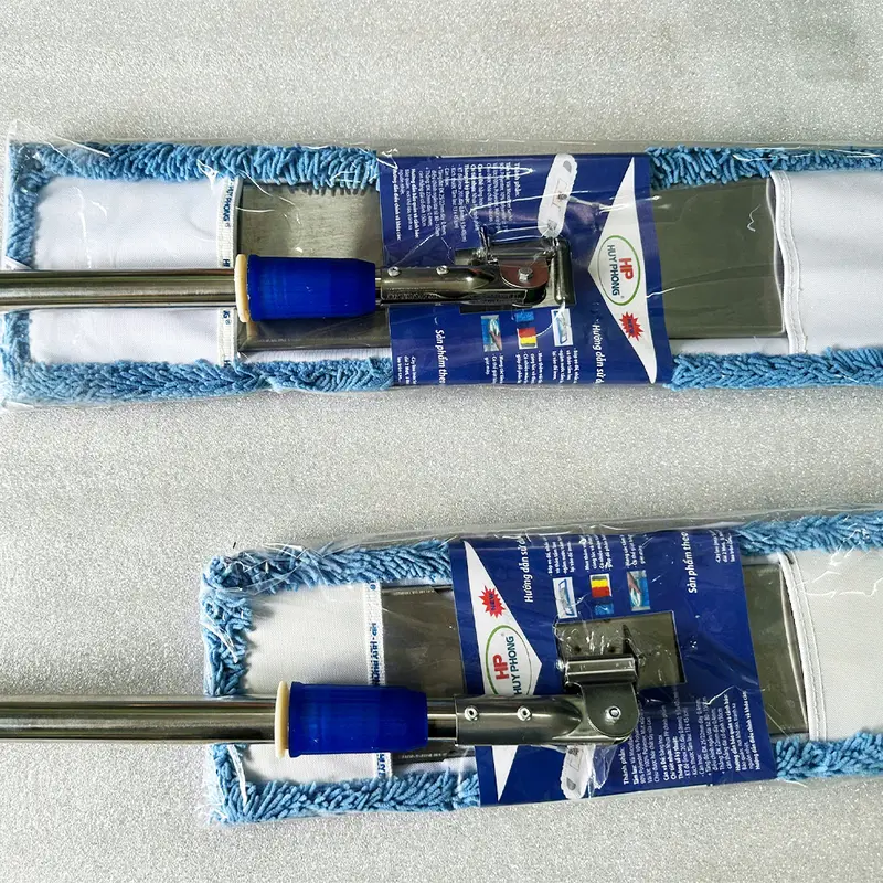 Cây lau nhà công nghiệp sợi bông San Hô bản CAO CẤP-Cây lau sàn thiết kế bản lau và thân cây DÀY DẶN cứng cáp (45-60cm)  khóa tăng đưa dài 1m5 4