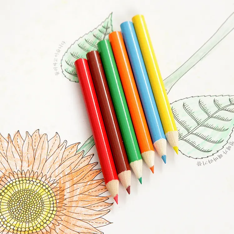 Mini pencil round small colored lead paint rod, graffiti pen, 3.5-inch 6-color OPP bag, printable duo man trade7190