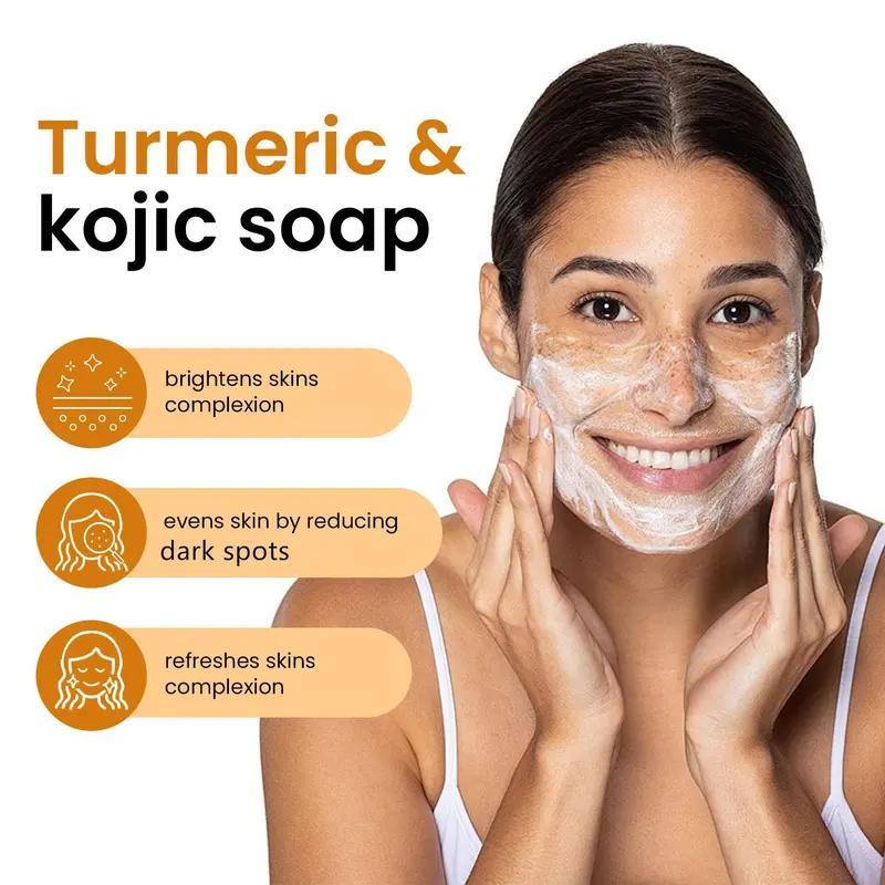 Turmeric Soap Bar, 13pcs/set Moisturizing Brightening Body Wash Soap Bar & Soap Net, Deep Cleansing Body Wash Soap for Women & Men, Daily Skincare Product, Skincare 3