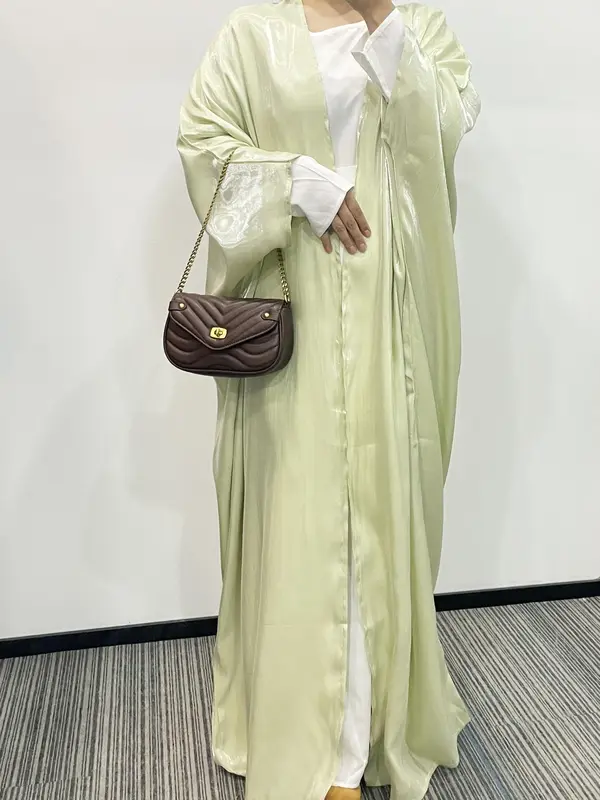 Women's Satin Batwing Sleeve Abaya Without Hijab, Elegant Silk Maxi Arabic Robe Loose Abayas, Abaya for Women, Muslim Clothes, Modest Outfits, Abaya for Women, Summer Outfits 2024 8