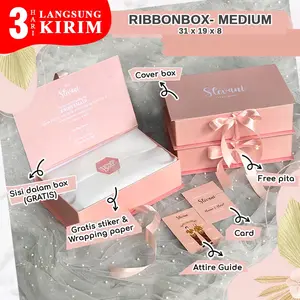 RIBBON BOX pita <MEDIUM 31x19x8cm> -  Bridesmaid box Mika Tas Wedding Paperbag