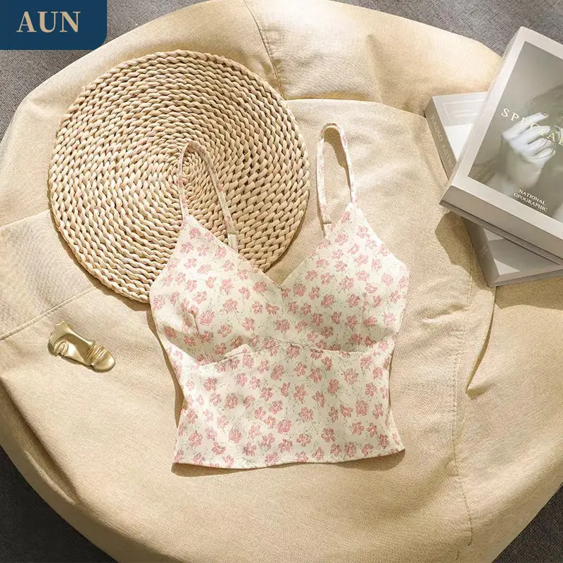 Áo Ngực Hở Lưng Thiết Kế Cô Gái Nóng Bỏng Mùa Hè, AUN, Đệm, Áo Yếm Hoa Kiểu Pháp, Kiểu Ngắn, Dành Cho Nữ, 2025-1296 Người