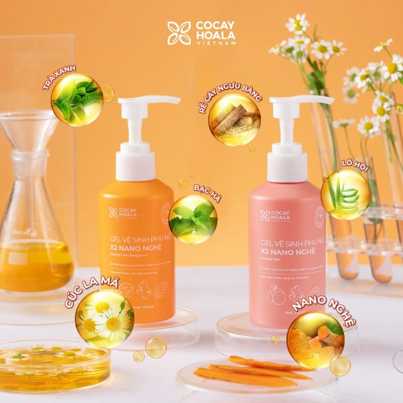 Dung Dịch Vệ Sinh Nữ  Bà Bầu Mẹ Sau Sinh Dung Dịch Vệ Sinh Nữ X2 Nano Nghệ Hữu Cơ Cỏ Cây Hoa Lá Chai 150ml  Wome 2