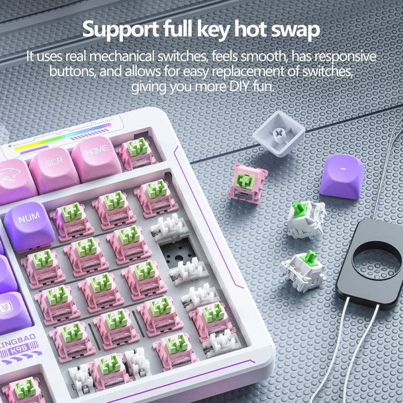 Product Introduction of Wireless Mechanical Keyboard, Rechargeable Gaming Keyboard with RGB Side Light, Ergonomic Keyboard for Gaming, Office, Home 7