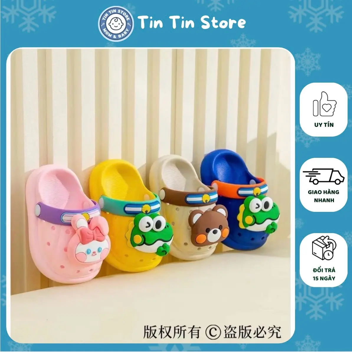 Dép cross cho bé/ sục có lỗ cho bé/ dép tập đi cho bé trai bé gái hình gấu/ khủng long/ thỏ, chống trơn trượt
