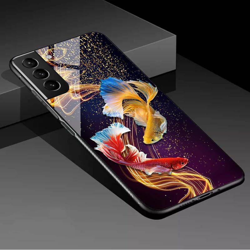  Ốp lưng cho Samsung S21 PLUS mặt lưng in hình thư pháp chất liệu ốp kính cường lực sáng bóng 