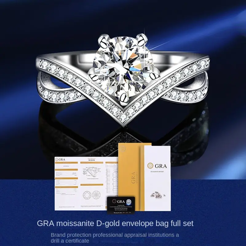 Nhẫn Bạc Sterling S925, Bán Chạy, Dành Cho Nữ, Đá Moissanite 1 Karat, Thích Hợp Cho Quốc Tế Thương