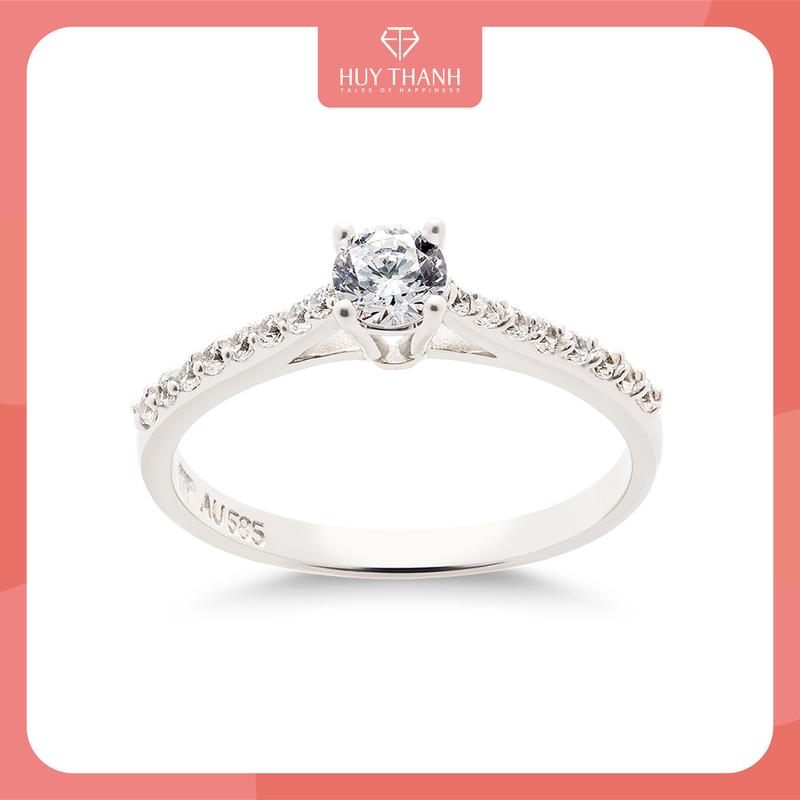 HuyThanhJewelry NDINO198 Nhẫn cầu hôn Vàng 14k Đá Cz