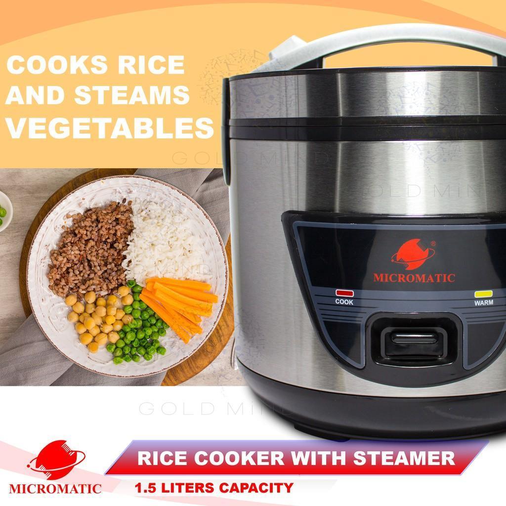Macromatic Rice Cooker Micromatic Rice Cooker 1.5L Jar Type 6-8 person 500W (with Steamer ...