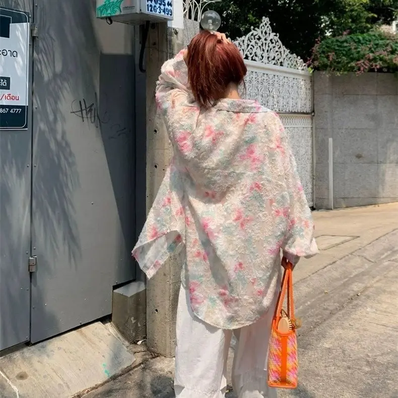 Áo Sơ Mi Hoa Dài Tay, Thời Trang, Dành Cho Nữ, Thiết Kế Đẹp, Độc Đáo Và Dáng Rộng Vừa Vặn, Áo Dài Trung Bình Hợp Xu hướng, Chống Nắng, Hàng Mới Về Năm 2024