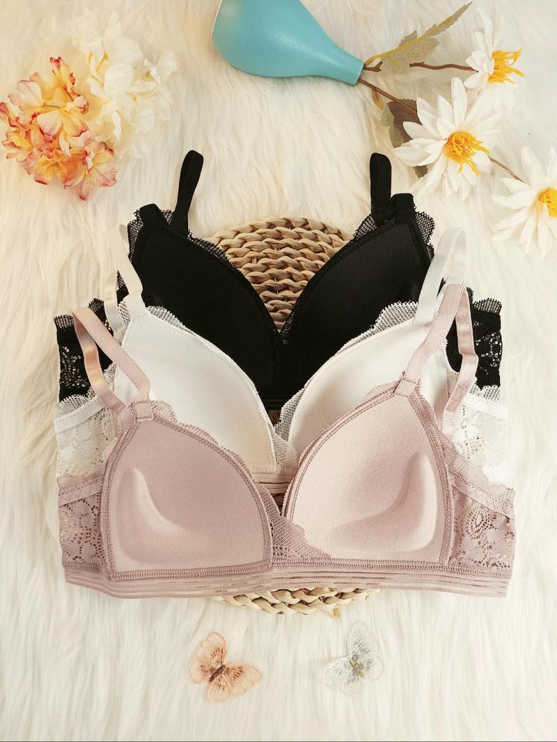 Product Introduction of Women's Contrast Lace Wireless Lingerie, Soft Comfortable Elegant Adjustable Strap Push Up Bra, Adjustable Strap Lingerie for All Seasons 7