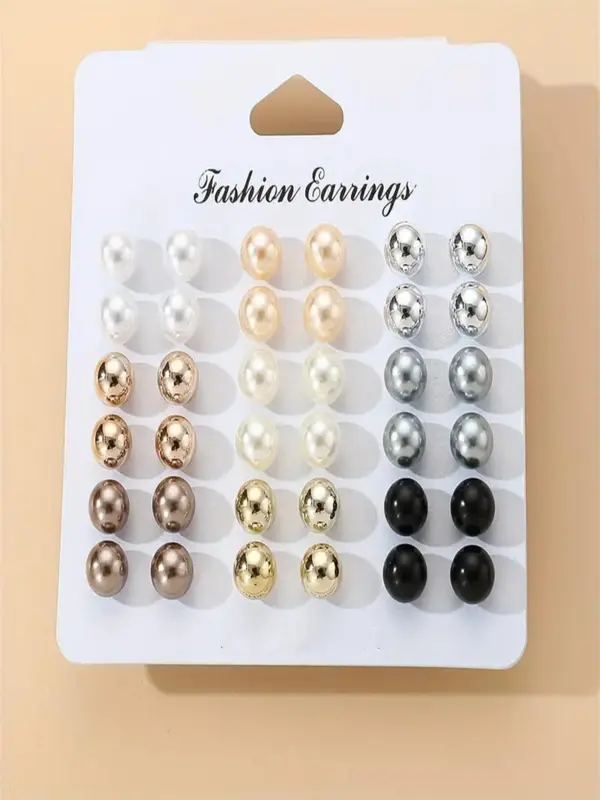 Solid Color Faux Pearl Decorated Stud Earrings, Casual Elegant Jewelry for Women, Fashion Ear Jewelry for Party, Daily Clothing Decor, Trendy All-match & Exquisite Jewelry for Gift 5