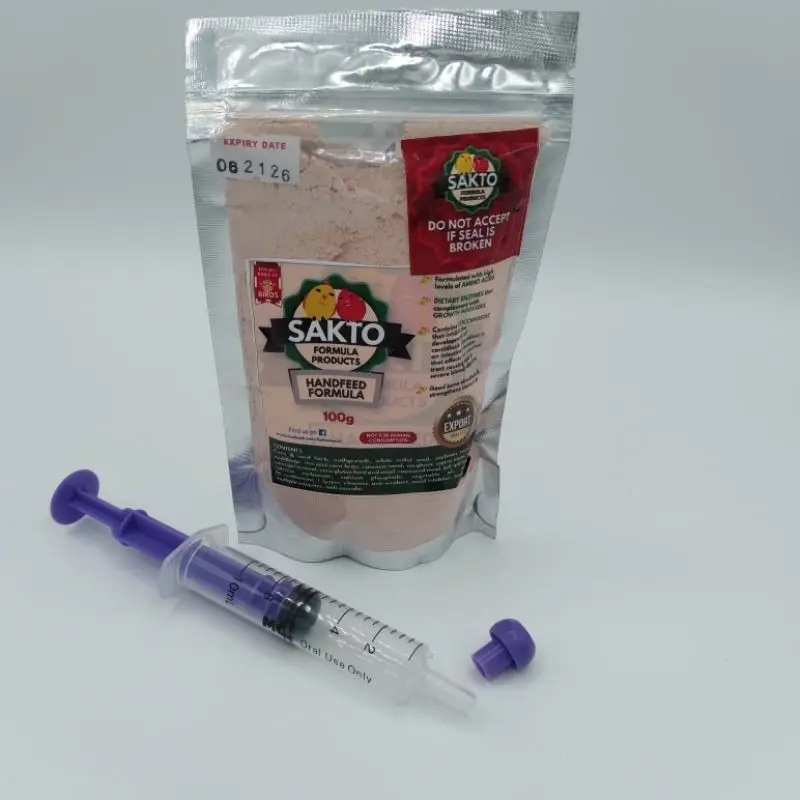 100G SAKTO HANDFEED FORMULA +FREE SYRINGE HAND FEEDING
