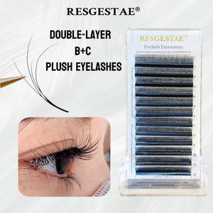 ขนตาปลอม สองชั้น ขนตาฟู ดอกไม้เล็ก ดัดผม สามมิติ ฟู ขนตา ด้านหน้าและด้านหลัง