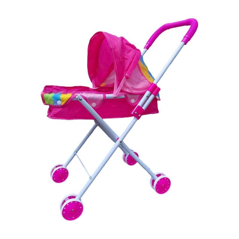 Doll Stroller Playing Pretend Game Educational Toy Foldable Stroller Children Simulation Pushcart for Infant Ages 0-2 Years 7