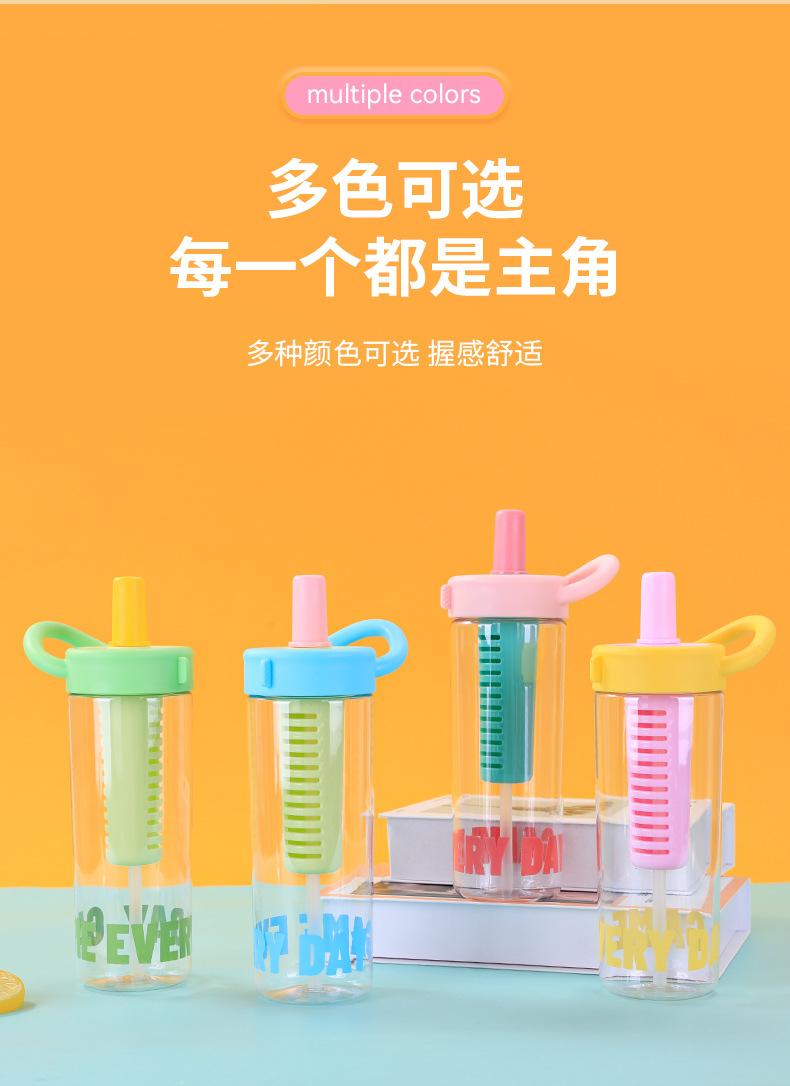 Product Introduction of 2025 New Handheld Plastic Water Bottle with Tea Compartment Outdoor Sports Straw Cup Summer Student High-Value Fruit Tea Cup 2