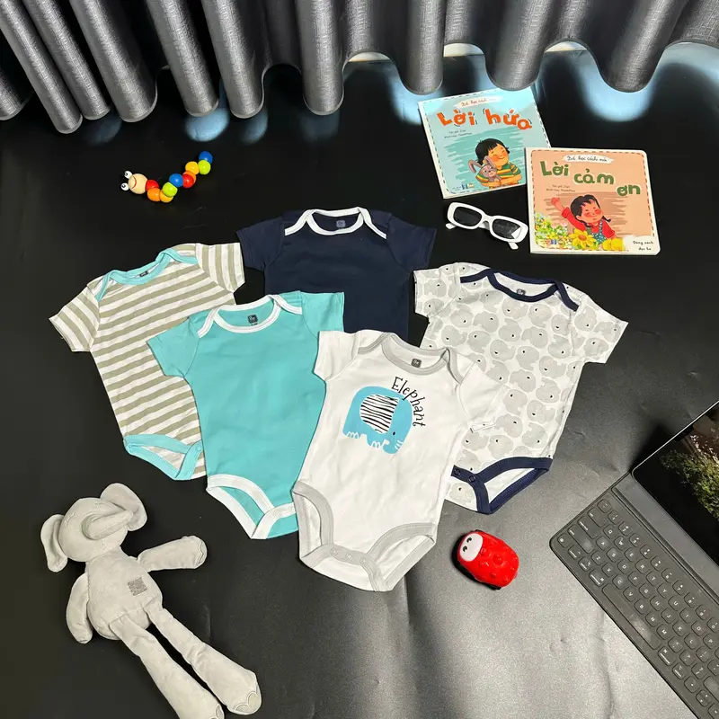 Body Chip Cho Bé Trai  Set 5 Cái Body Chip Cộc Tay Cho Bé Trai SZ 3-9Kg 2