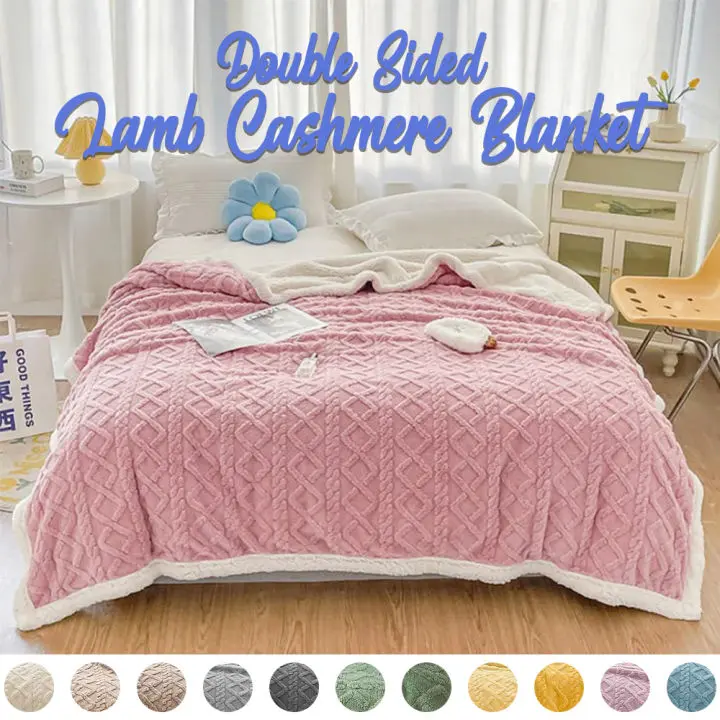 Thick Double Sided Blanket King And Double Size Home Warm Wool free bag