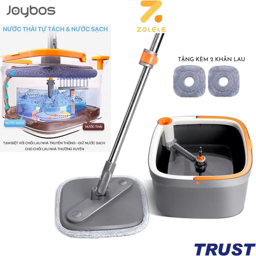 [Bản Quốc Tế] Cây Lau Nhà Và Xô  Joybos/Zolele M16 - Bộ Lau Nhà , tách nước bẩn Lau Sàn Làm Sạch nhanh