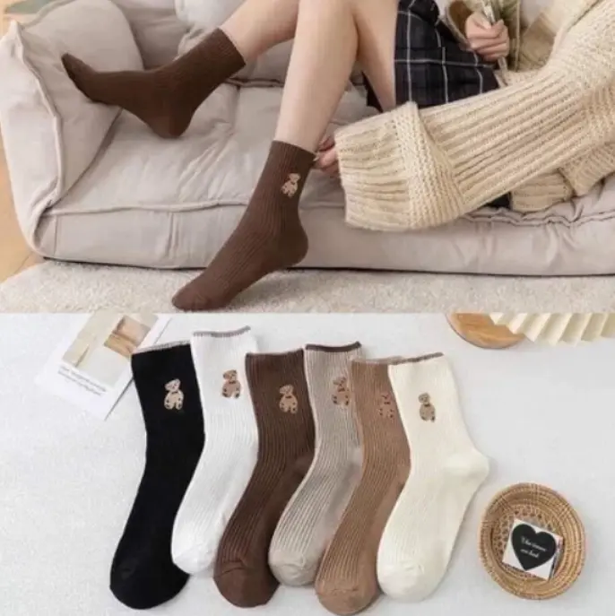 Set 10 Đôi Tất Gấu Nâu Cao Cổ