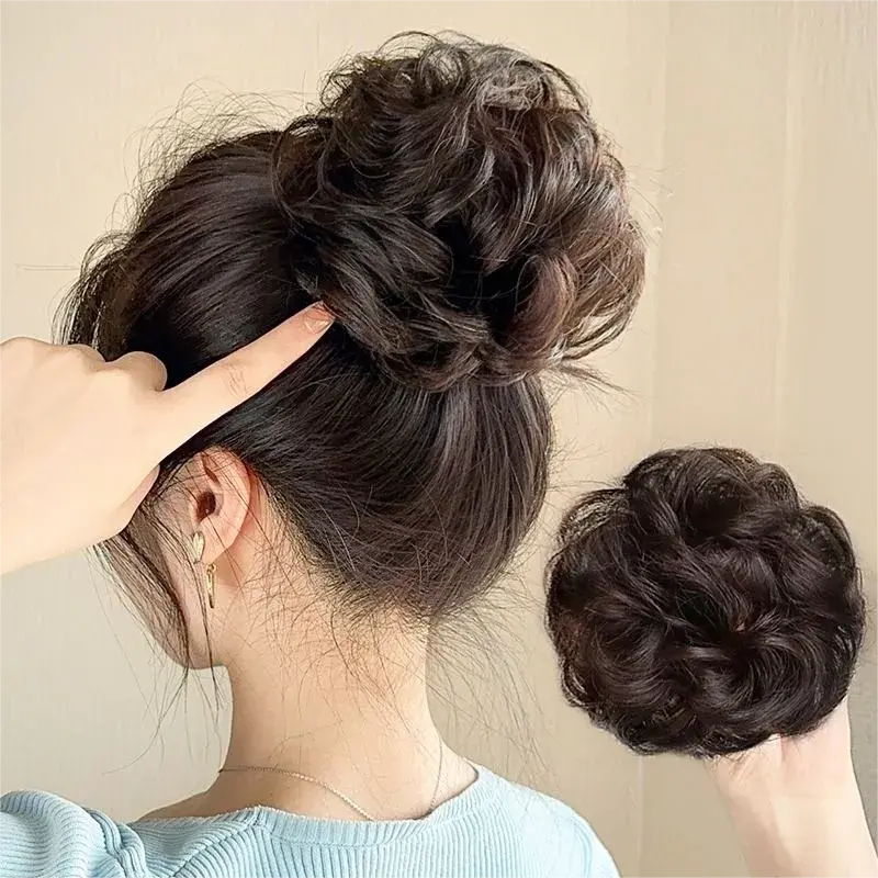 Búi Tóc Tóc Tóc Thật, Tất Cả Tóc Giả, Túi Tóc Sau Đầu, Cắt Tóc Nụ Bồng Bềnh Thích Hợp Cho Cô Dâu, Bóng Thấp, Búi Tóc Xoăn