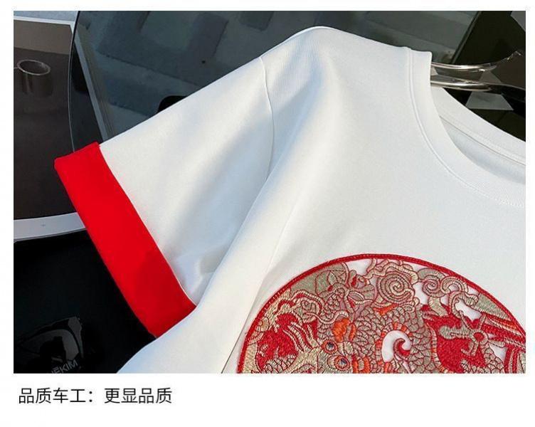 Product Introduction of New Chinese Casual Graceful Fashionable Set Women's Summer Short Sleeve Shorts Red Chinese Style Sports Popular Two-Piece Set 9