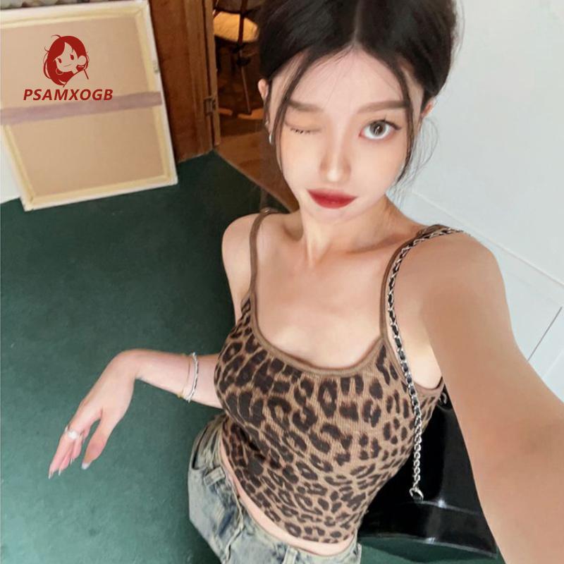 Women's Leopard Camisole Slim Fit Scoop Neck Sleeveless Backless Spaghetti Strap Tank Tops for Party Club Cocktail 5