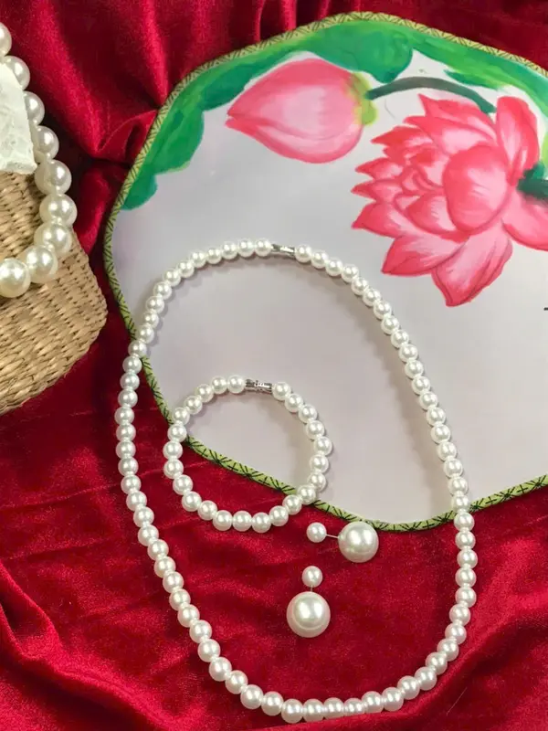 Bộ 3 chi tiết vòng cổ, vòng tay, hoa tai ngọc trai (TÁCH LẺ) 1