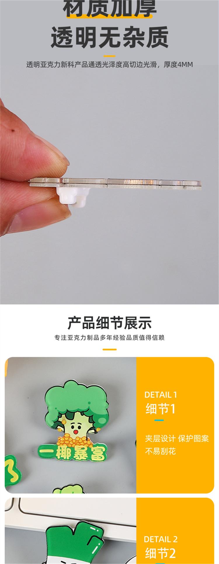 Product Introduction of Bizarre, creative, cute, vegetable inspired, text brooch, cartoon badge, student bag pendant, brooch customization 4