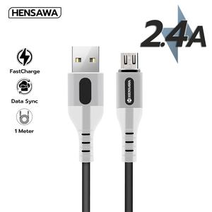 Hensawa สายชาร์จเร็ว 2.4A USB to Micro Type-c ip 1m รุ่น US3097 สายซิลิโคน นุ่มนิ่ม สีดำ 1 เมตร วัสดุ Silicone Fast Charge Cable & Sync ชาร์จไว