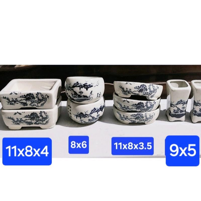 set 09 chậu gốm trồng bonsai mini sen đá.