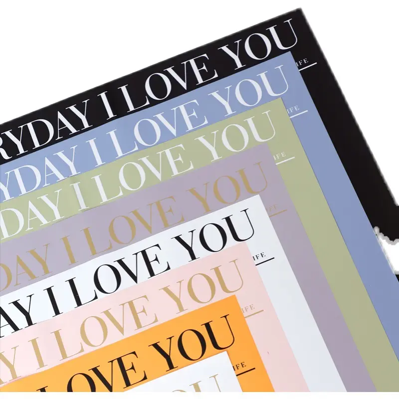 [20 LEMBAR] Kertas Buket Bunga Kertas Cellophane Edisi 'I Love You "/ Flower Wrapping 1
