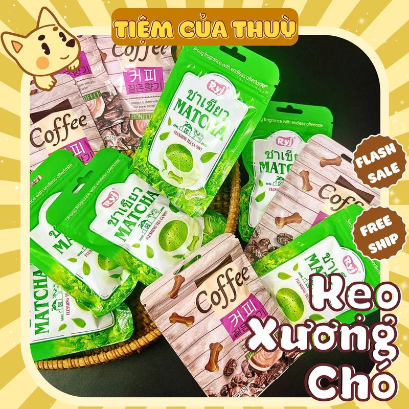  10 Gói  Kẹo Xương Chó Matcha   Cà Phê Kẹo Matcha Xương Chó Tuổi Thơ Tiệm ăn vặt Thuỳ Bùi 