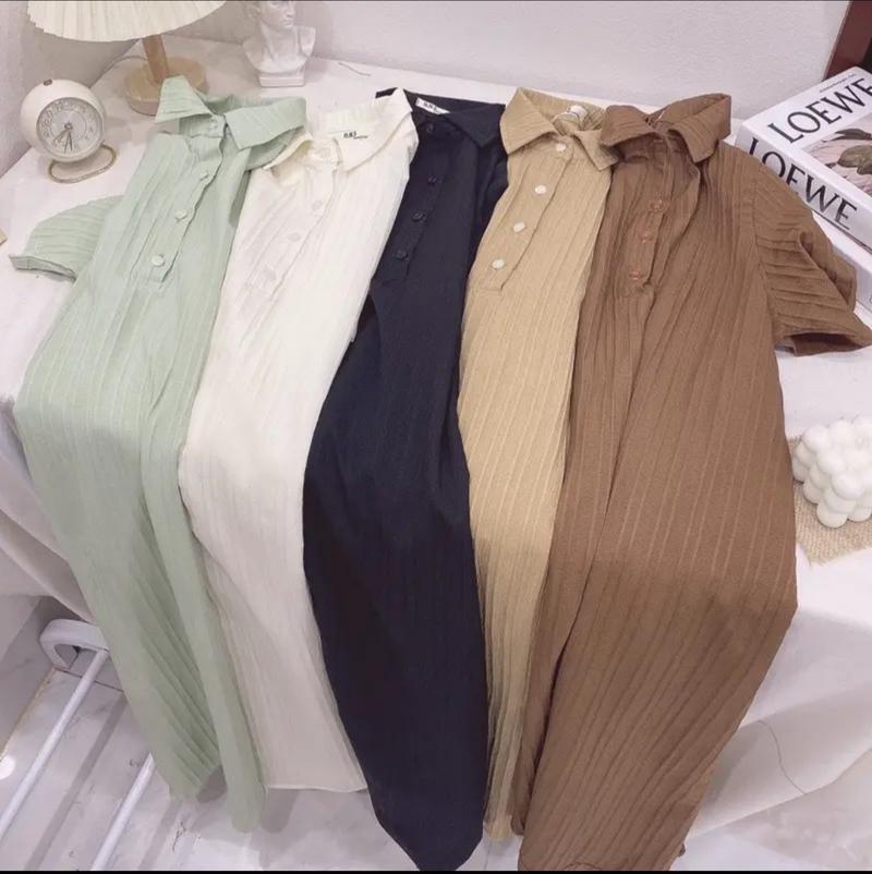 Product Introduction of Váy sơ mi nữ cổ đức dáng dài váy polo dáng dài chất liệu đũi gân dáng dài kèm váy 2d 6 màu siêu xinh 40-70kg 13