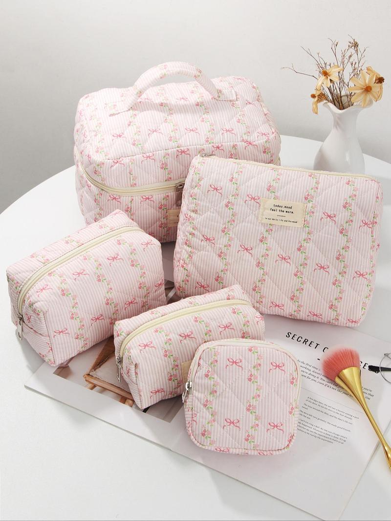Product Introduction of Floral Pattern Makeup Bag Set, Large Capacity Cosmetic Storage Bag, Zipper Makeup Organizer Pouch, Versatile Storage Bag for Travel, Gym, Office, Home 0