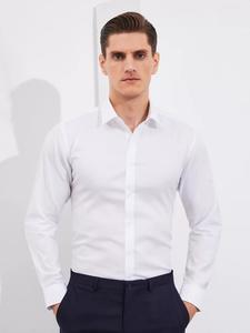 Men's Solid Button Long Sleeve Dress Shirt, Business Formal Shirt for Work Office, Men's Top for Spring & Fall