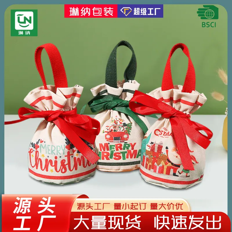 Portable Christmas Buggy Bag Canvas Ins Style Gift Bag Holiday Gift Packaging Christmas Eve Apple Bag