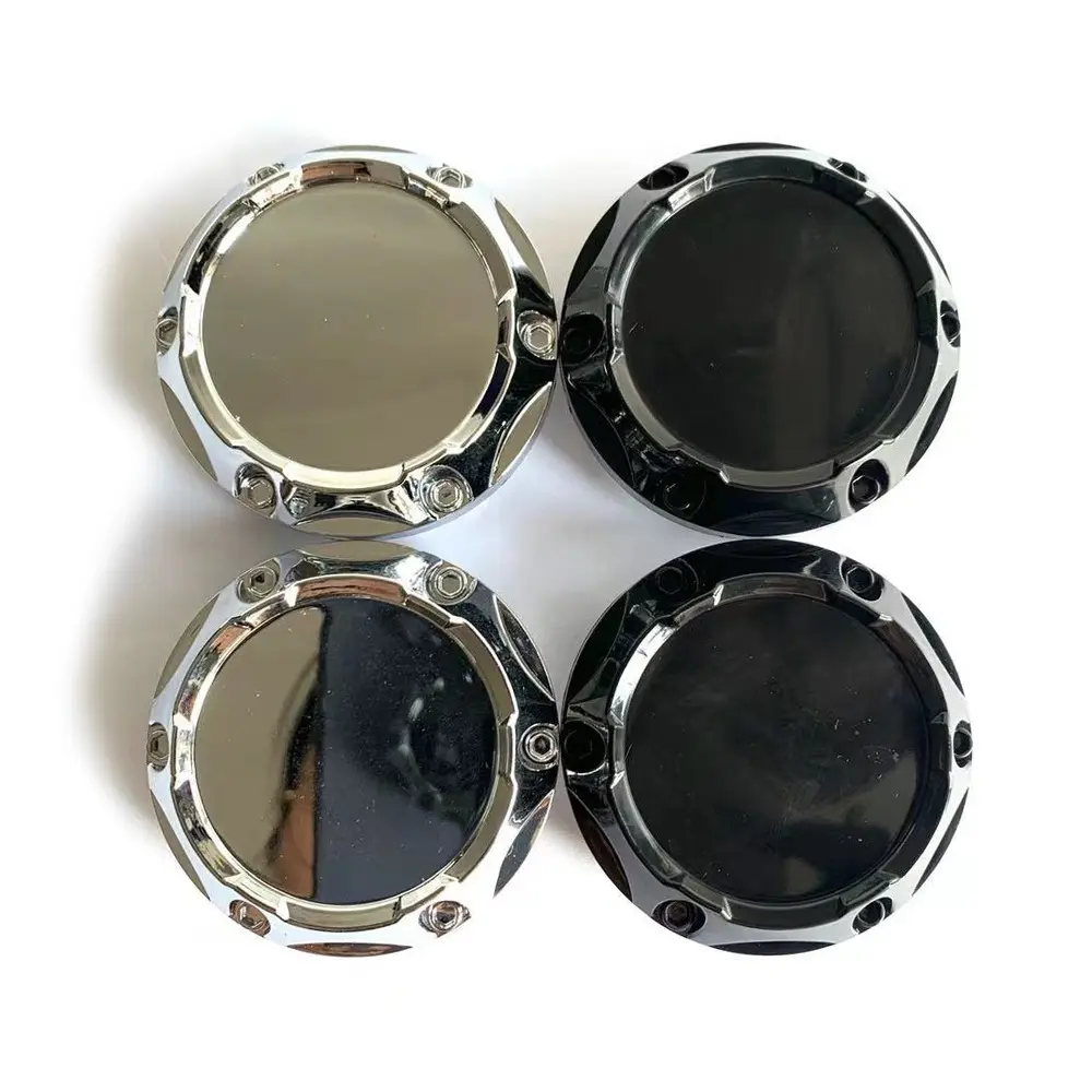 Car modification 4pcs 64mm Outsize 57.5mm Innersize  for 45mm aluminium Car Logo Emblem Wheel Center Cap Hub Cover Universal Dust-proof Black Chrome Decorative Cap