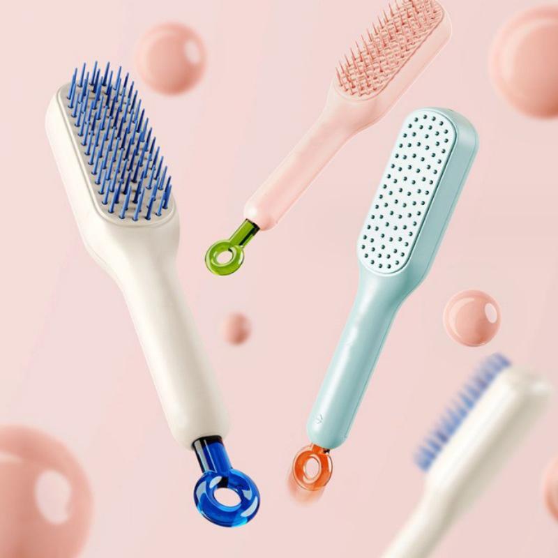 Product Introduction of Portable Telescopic Comb With Mirror Self Cleaning Hair Brush Massage Anti-static Hair Smoothing Comb Hairdressing Tools 20