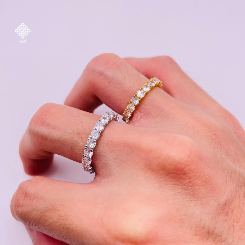 Nhẫn titan không phai không rỉ sét màu vàng hoặc trắng mã 08, Nhẫn titan nữ bền màu, trangsucmoiluatuoi.RIN