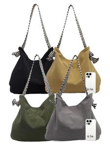 Bolsa tote de pana de color sólido minimalista para mujer, bolsa de hombro de gran capacidad para uso diario y laboral, casual, moderna, versátil y de alta calidad para el traslado diario