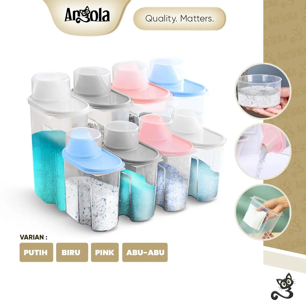 Angola Shop Dispenser Deterjen Angola C81-C82 dengan Tutup Gelas Takar - Plastik Transparan Multifungsi (Biru) Jar Penyimpanan Pink Sabun Sabun perabot  unik serbaguna