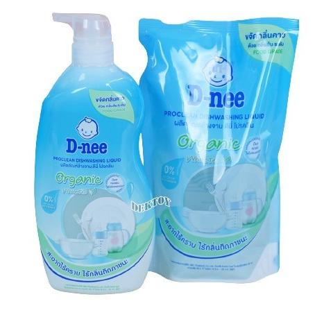 Nước rửa bình DNEE Organic Thái Lan cho bé - Túi 500ml, chai 600ml, Rửa rau củ quả chén đĩa hữu cơ an toàn