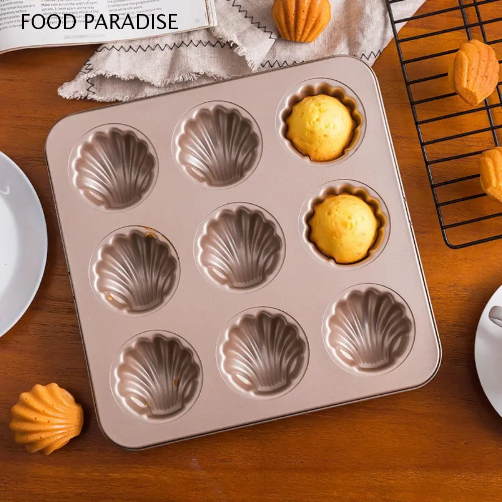 Baking Tool Nonstick Madeleine Cake Mold Carbon Steel Mini Shell Shape Cake Pan Champagne 4/6/9/12 Cavities Muffin Pan Cookies