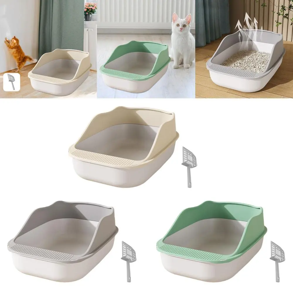 Cat Litter Box Anti Splashing Large Space Durable Easy Cleaning Litter Pan Semi Closed Cat Litter Tray Kitten Litter Pan