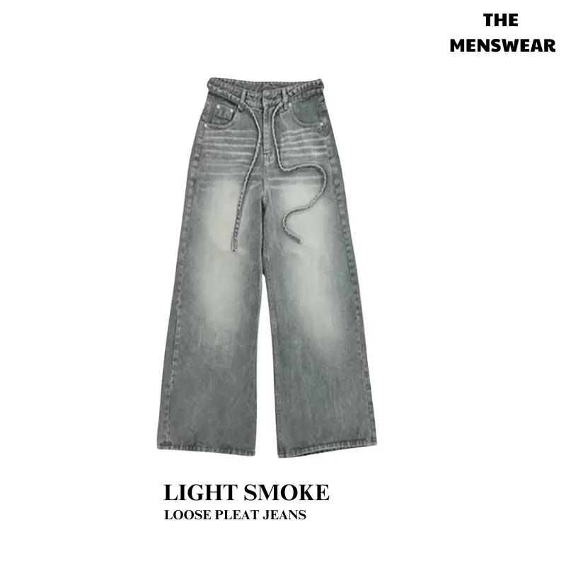 ALL JEANS LOOSE PLEAT- Quần jean suông ống rộng phối dây trẻ trung, năng động  Menswear Pants 1