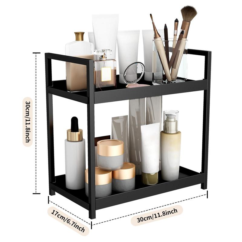 2-layer Desktop Storage Rack, Bedroom Accessories, Cosmetic Storage Box, Spice Rack, Kitchen & Bathroom Vanity Storage Rack, Modern Home Organizer, Storage for Bedroom, House Decor, Bathroom Accessories Decorative 1