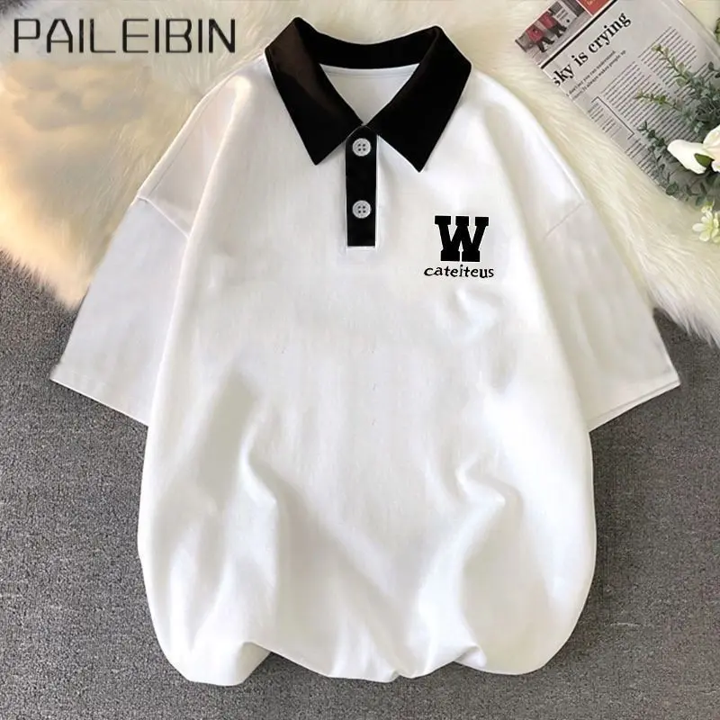 Áo Polo Ngắn Tay, Phong Cách Preppy, Áo Phông Có Ve Áo, Dành Cho Em Bé Trai Và Bé Gái, Trang Phục Mùa Hè, Áo Phông Thường Ngày Cổ Điển Mỹ, Dáng Rộng Vừa Vặn, Thương Hiệu Thời Trang Menswear Có Cổ Shirt Cộc Tay Tay Ngắn 2